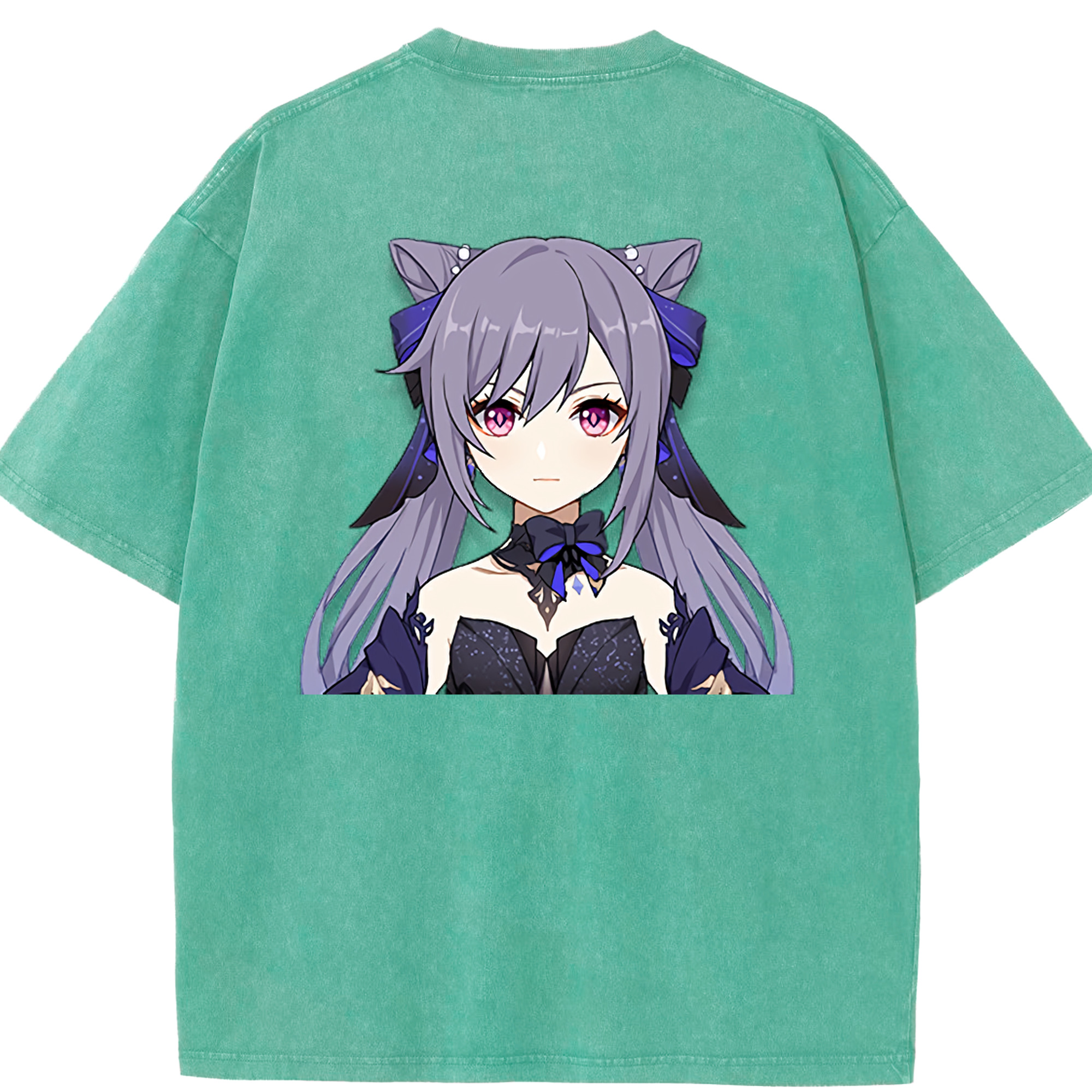 げんし神 刻晴 こくせい genshin Kokusei 綿100% ヴィンテージ風 半袖Tシャツ（背面プリント）